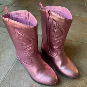 Pink Metallic Embroidered Western Boot